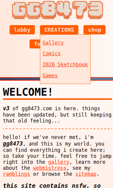 screenshot of wip website: mobile