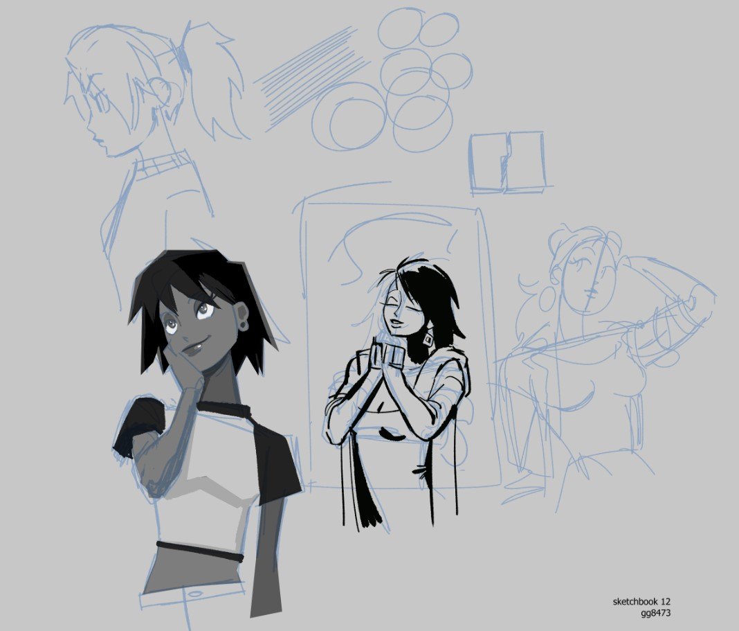 sketchpage of the trophies gang