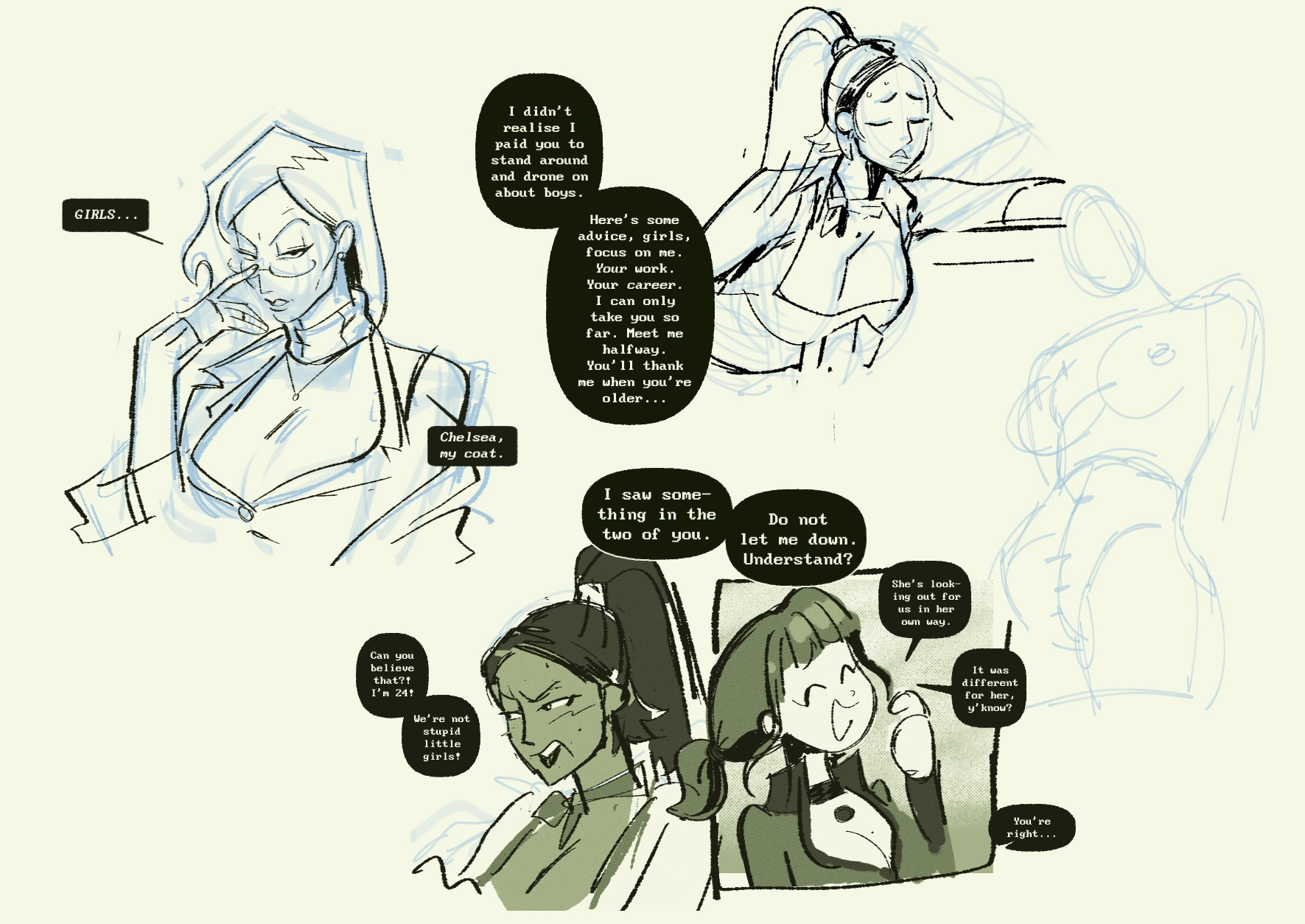 doodles for my comic second shift